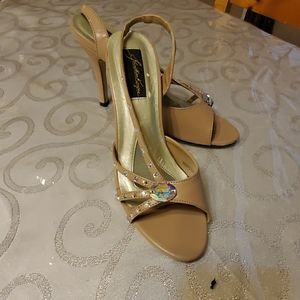 Size 8 Beige shoes with AB stones
